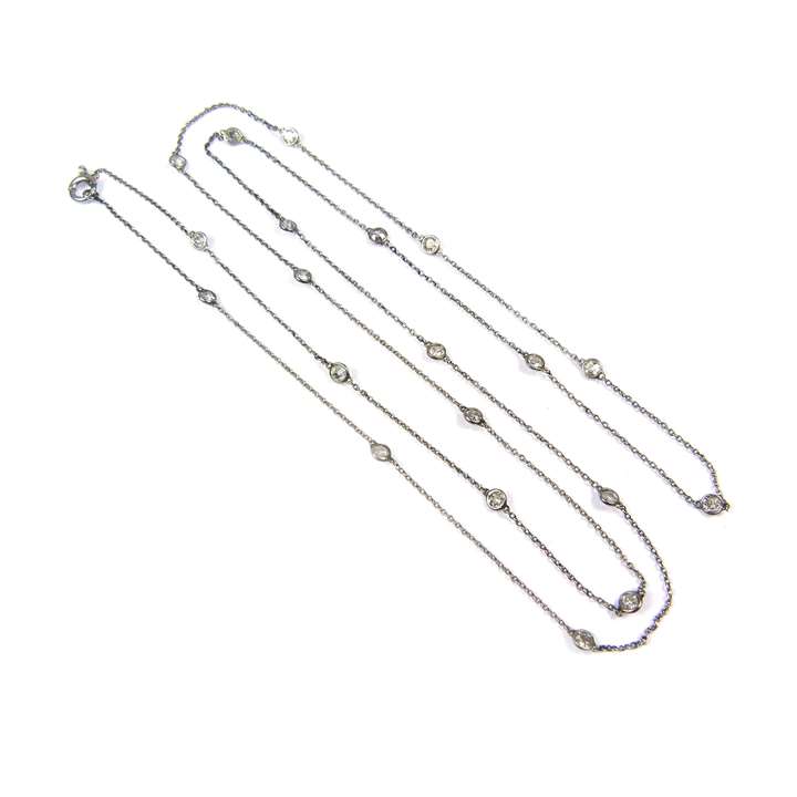 Spectacle set diamond and platinum chain necklace